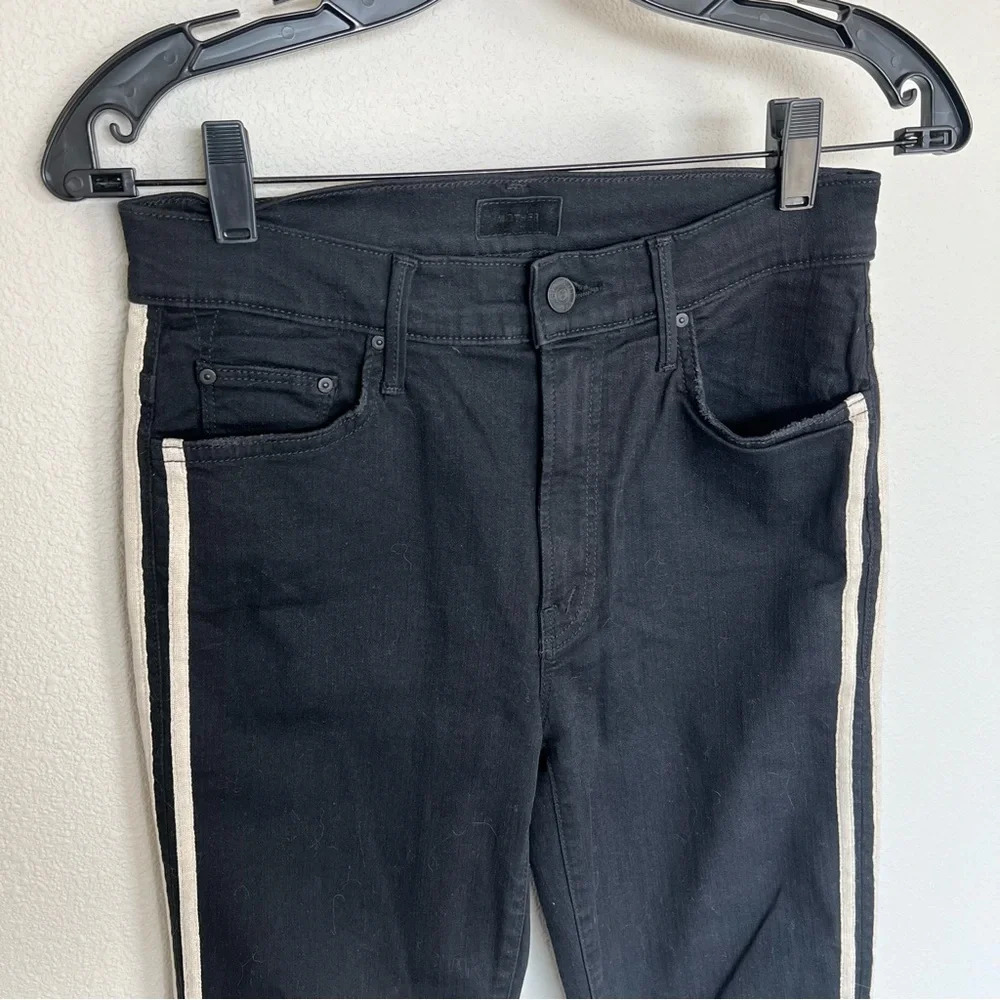MOTHER Denim Insider Crop Step Fray Jeans Guilty Racer Black Casual Women’s 28 - Picture 5 of 14